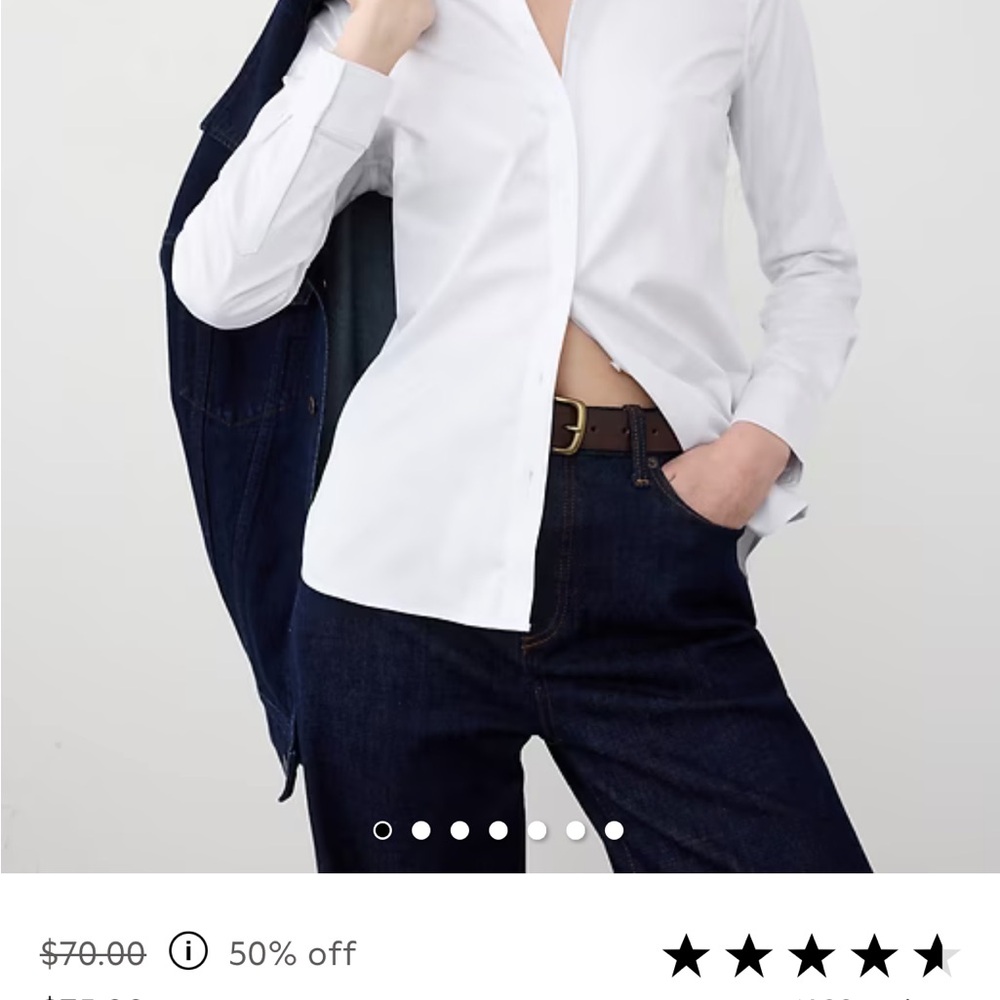 Banana Republic Factory Tailored Easy Care White Button-Up Shirt, Size 18
